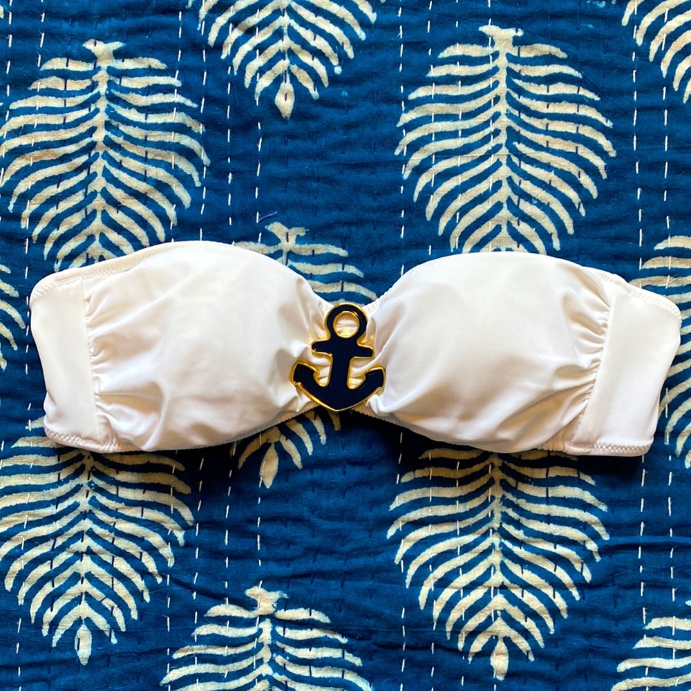 3 For $25 Victoria’s Secret Nautical White with Anchor Strapless Bikini Top